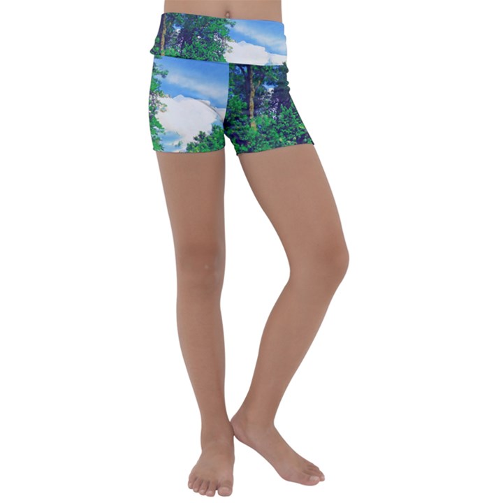 The Deep Blue Sky Kids  Lightweight Velour Yoga Shorts