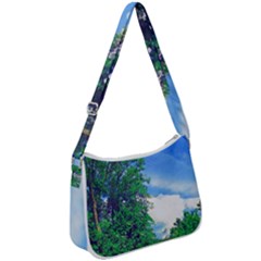 The Deep Blue Sky Zip Up Shoulder Bag by Fractalsandkaleidoscopes