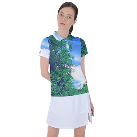 The Deep Blue Sky Women s Polo Tee by Fractalsandkaleidoscopes