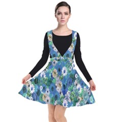 Fantasy Garden Blue Plunge Pinafore Dress