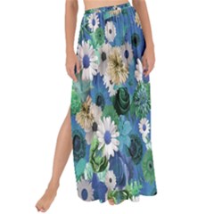 Fantasy Garden Blue Maxi Chiffon Tie-Up Sarong