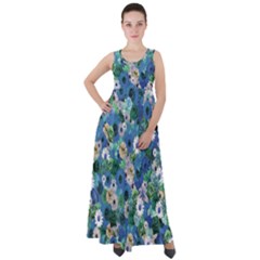 Fantasy Garden Blue Empire Waist Velour Maxi Dress