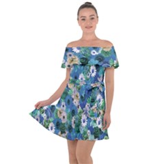 Fantasy Garden Blue Off Shoulder Velour Dress