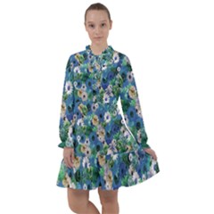 Fantasy Garden Blue All Frills Chiffon Dress