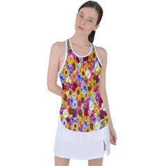 Fantasy Garden Yellow Racer Back Mesh Tank Top