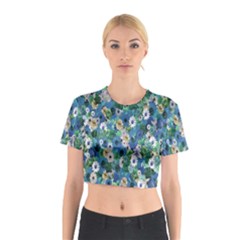 Fantasy Garden Blue Cotton Crop Top