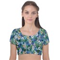 Fantasy Garden Blue Velvet Short Sleeve Crop Top  View1