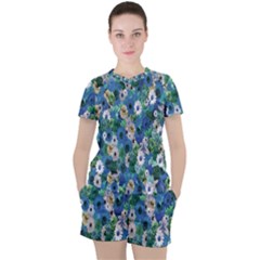 Fantasy Garden Blue Women s Tee and Shorts Set