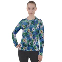 Fantasy Garden Blue Women s Pique Long Sleeve Tee