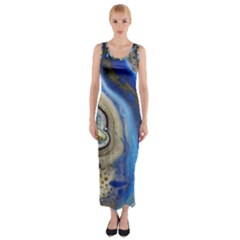 Peinture Acrylique Bleu Fitted Maxi Dress by kcreatif