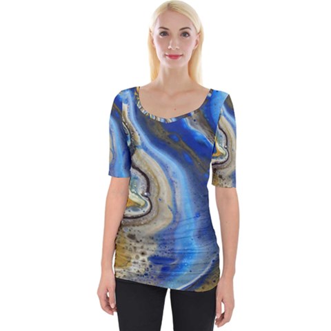 Peinture Acrylique Bleu Wide Neckline Tee by kcreatif