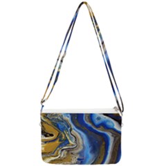 Peinture Acrylique Bleu Double Gusset Crossbody Bag