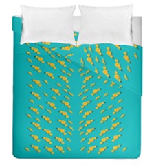 Sakura In Yellow And Colors From The Sea Duvet Cover Double Side (queen Size) by pepitasart