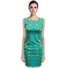 Sakura In Yellow And Colors From The Sea Classic Sleeveless Midi Dress by pepitasart