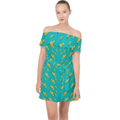 Sakura In Yellow And Colors From The Sea Off Shoulder Chiffon Dress by pepitasart