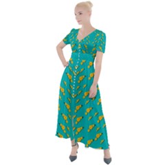 Sakura In Yellow And Colors From The Sea Button Up Short Sleeve Maxi Dress by pepitasart