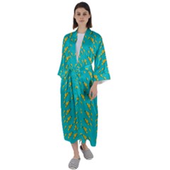 Sakura In Yellow And Colors From The Sea Maxi Satin Kimono by pepitasart