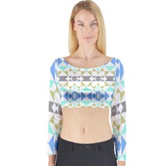 Multicolored Geometric Pattern Long Sleeve Crop Top by dflcprintsclothing