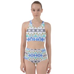 Multicolored Geometric Pattern Racer Back Bikini Set by dflcprintsclothing