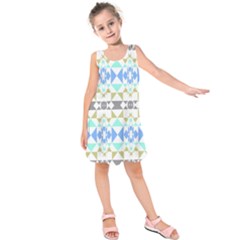 Multicolored Geometric Pattern Kids  Sleeveless Dress by dflcprintsclothing