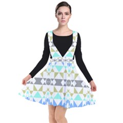 Multicolored Geometric Pattern Plunge Pinafore Dress