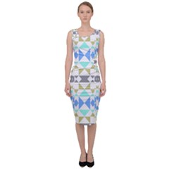 Multicolored Geometric Pattern Sleeveless Pencil Dress by dflcprintsclothing