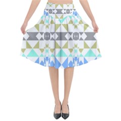 Multicolored Geometric Pattern Flared Midi Skirt by dflcprintsclothing