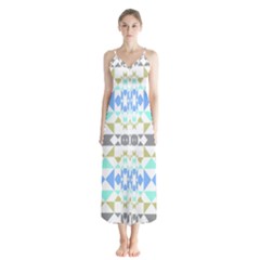 Multicolored Geometric Pattern Button Up Chiffon Maxi Dress by dflcprintsclothing