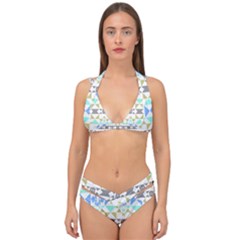 Multicolored Geometric Pattern Double Strap Halter Bikini Set by dflcprintsclothing