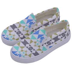 Multicolored Geometric Pattern Kids  Canvas Slip Ons by dflcprintsclothing