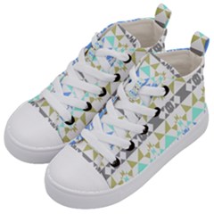 Multicolored Geometric Pattern Kids  Mid-top Canvas Sneakers