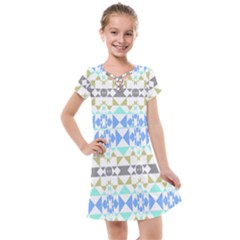 Multicolored Geometric Pattern Kids  Cross Web Dress by dflcprintsclothing