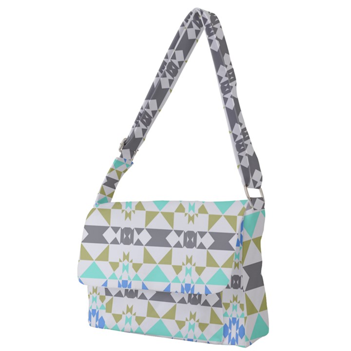 Multicolored Geometric Pattern Full Print Messenger Bag (S)