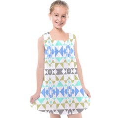 Multicolored Geometric Pattern Kids  Cross Back Dress by dflcprintsclothing