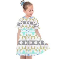 Multicolored Geometric Pattern Kids  Sailor Dress by dflcprintsclothing