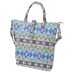 Multicolored Geometric Pattern Buckle Top Tote Bag