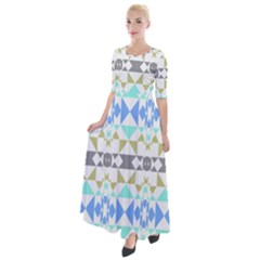 Multicolored Geometric Pattern Half Sleeves Maxi Dress by dflcprintsclothing