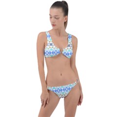 Multicolored Geometric Pattern Ring Detail Crop Bikini Set