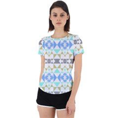 Multicolored Geometric Pattern Back Cut Out Sport Tee