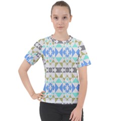 Multicolored Geometric Pattern Women s Sport Raglan Tee