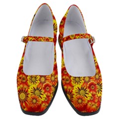 Brilliant Orange And Yellow Daisies Women s Mary Jane Shoes