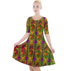 Sakura Blossoms Popart Quarter Sleeve A-line Dress by pepitasart