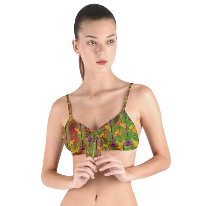 Sakura Blossoms Popart Tie Up Cut Bikini Top