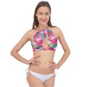 Color Pieces Cross Front Halter Bikini Top View1