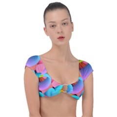 3d Color Swings Cap Sleeve Ring Bikini Top