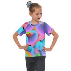 3d Color Swings Kids  Mesh Piece Tee