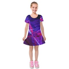 Fractal Flash Kids  Short Sleeve Velvet Dress by Sparkle