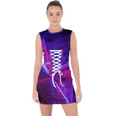 Fractal Flash Lace Up Front Bodycon Dress