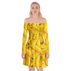 Geometric Bananas Off Shoulder Skater Dress by Sparkle