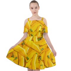 Geometric Bananas Cut Out Shoulders Chiffon Dress by Sparkle